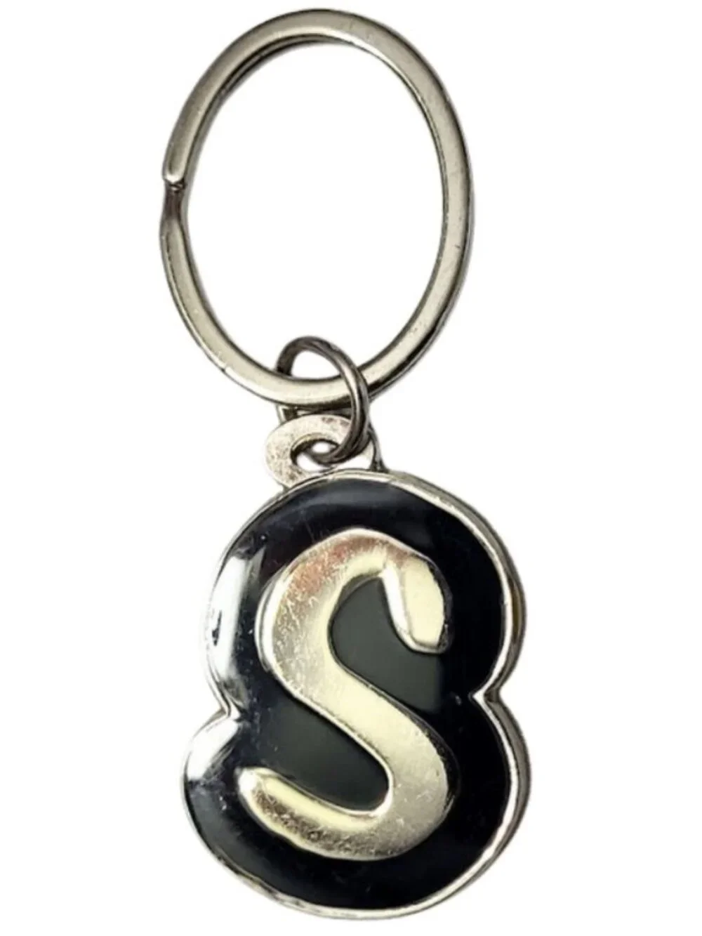 SWIBCO NW0T Black & Silver Galaxy Keychain Silver Metal Personalized Initial S